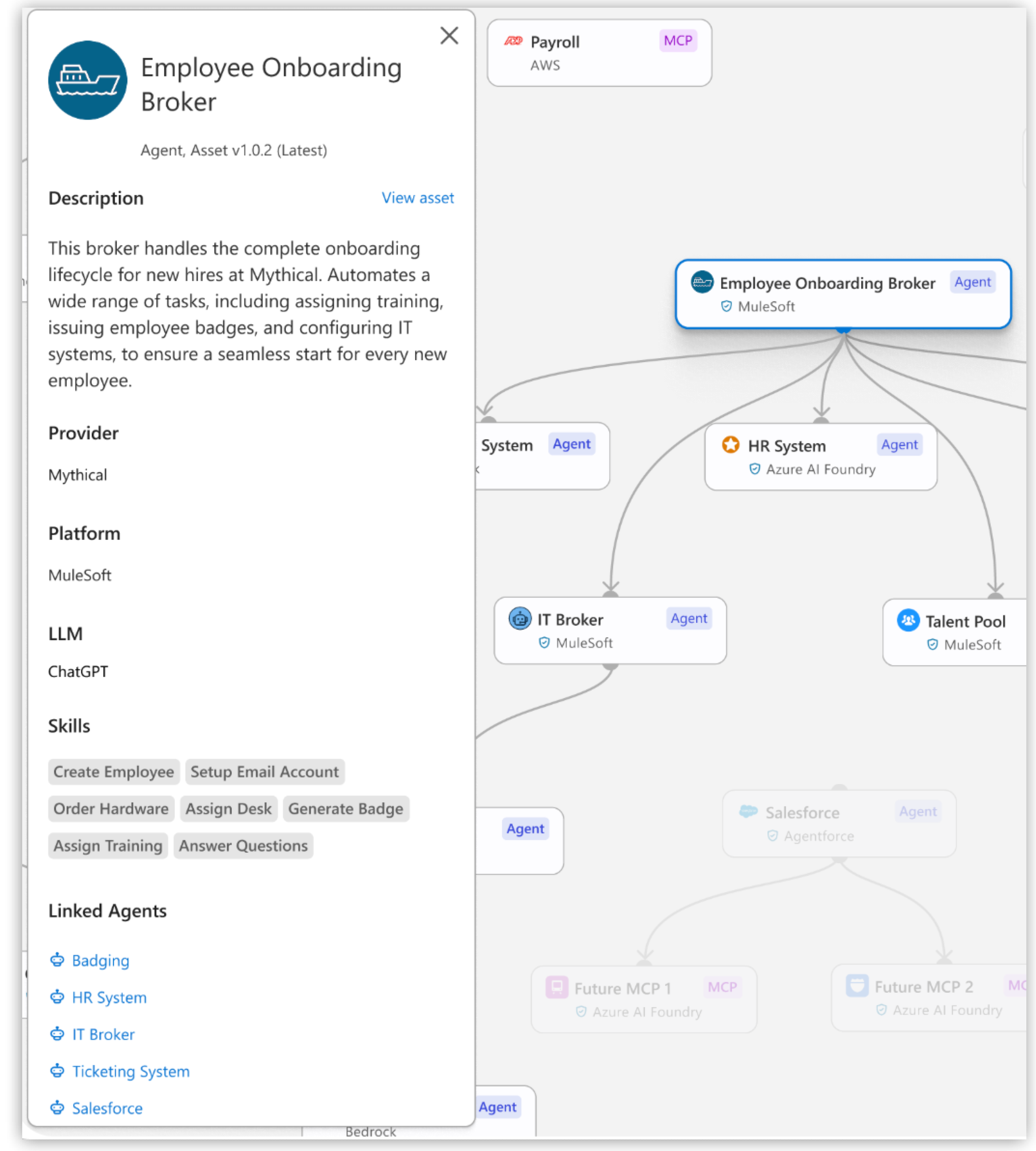 Agent Visualizer details card showing metadata and links to relevant resources