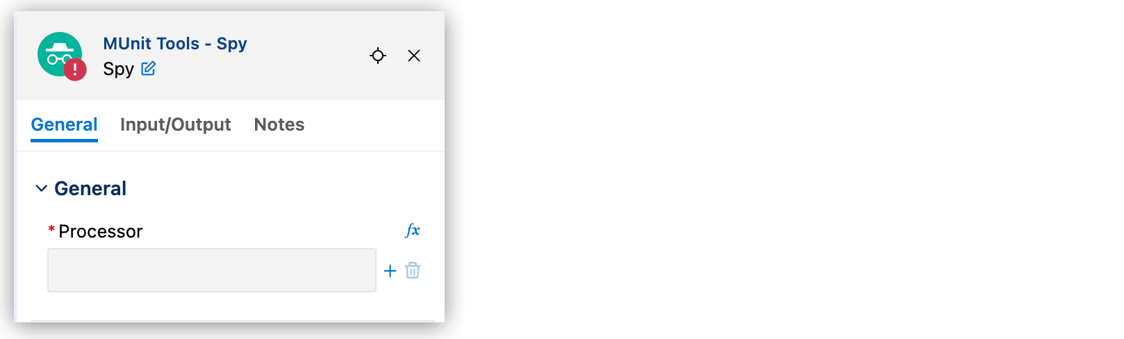 Component window to add a processor