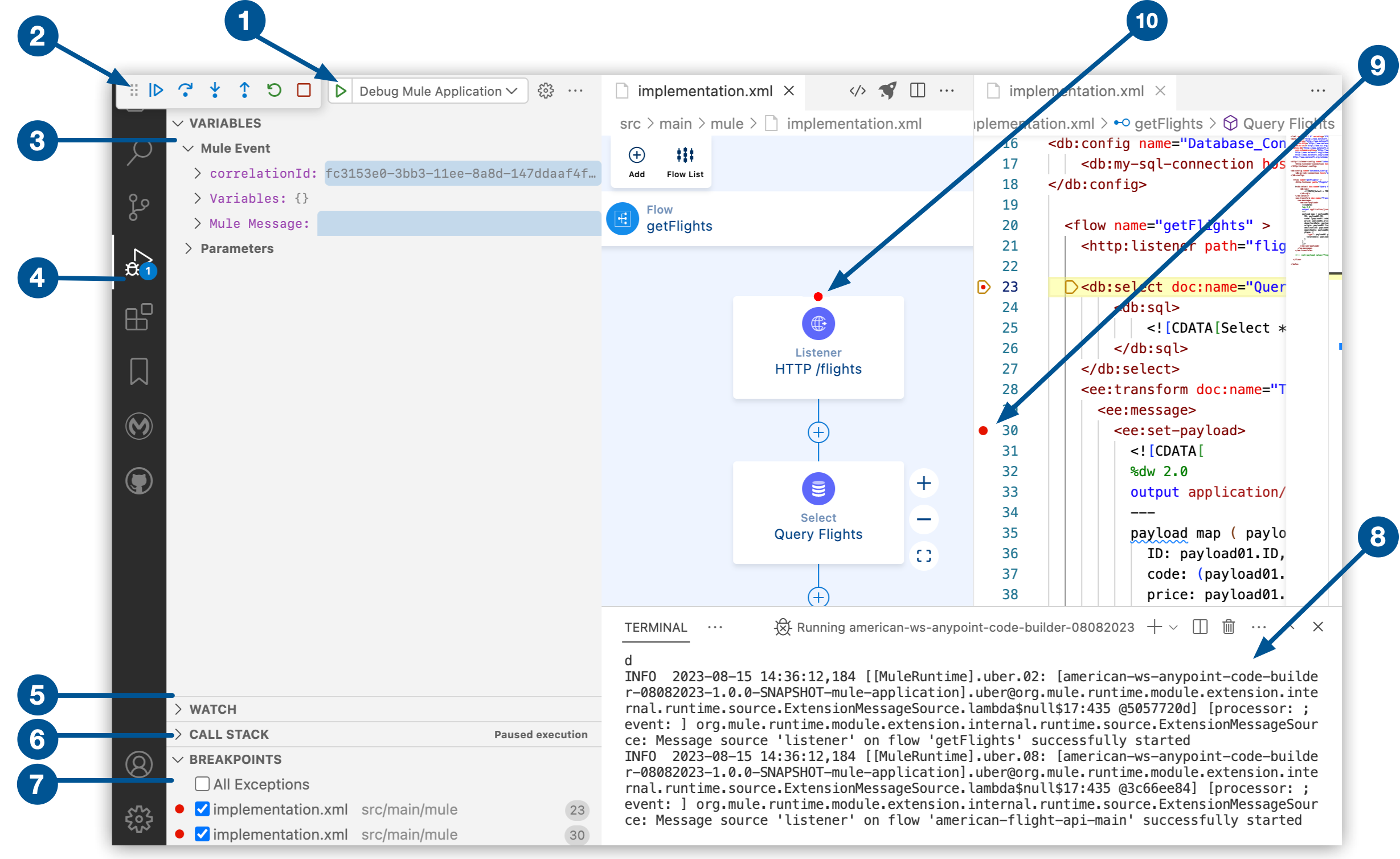 Elements of the debugger view