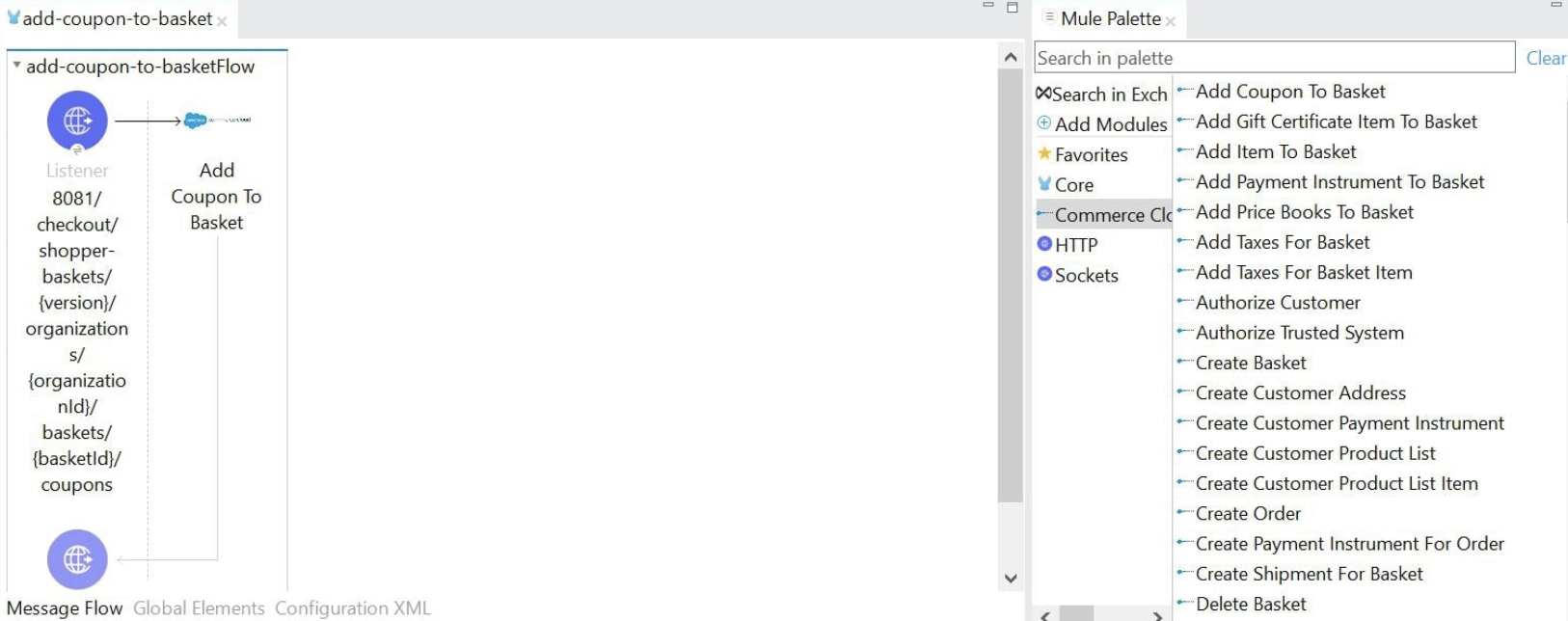 Example of operation dragged to flow