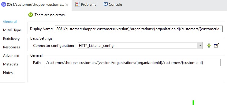 HTTP listener config panel in General tab