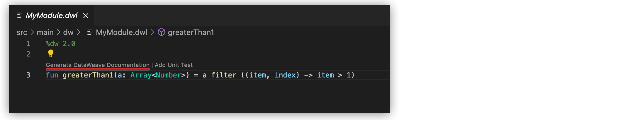 MyMapping.dwl file and the Generate Weave Documentation button