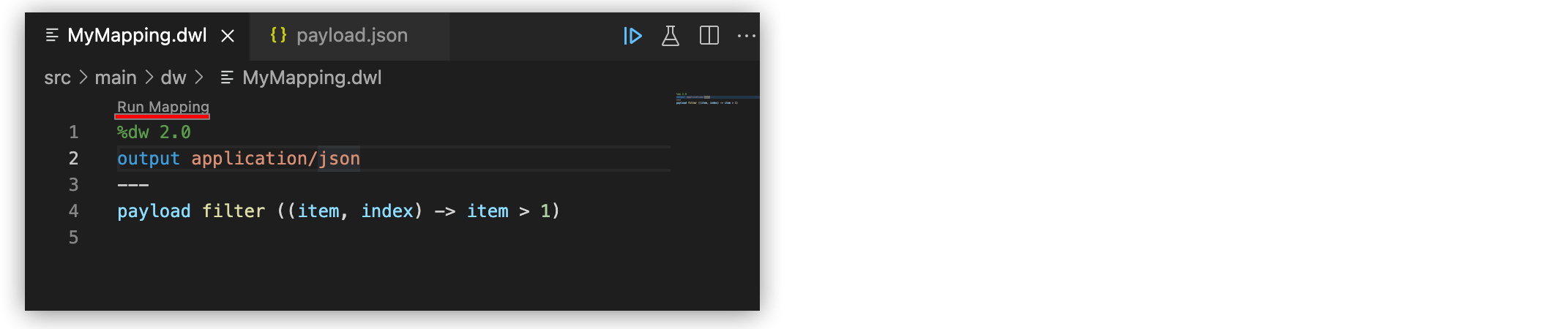 MyMapping.dwl and Run Mapping button