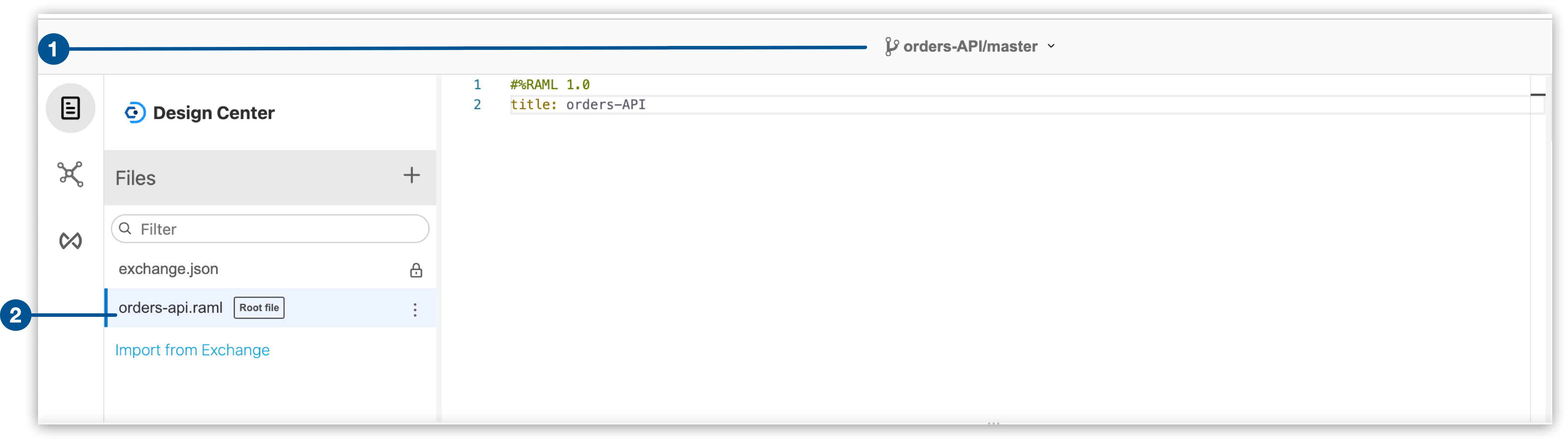 The default root file in an API-specification project named "Orders API"