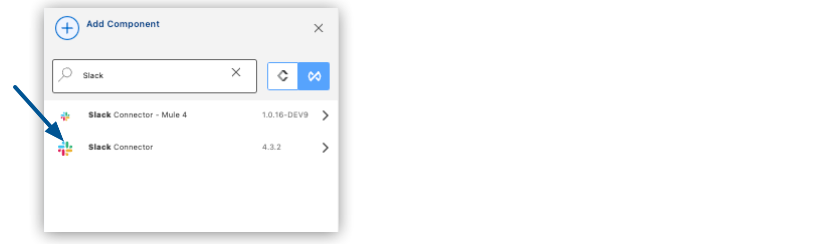 [Slack Connector] が強調表示されている検索結果のリスト