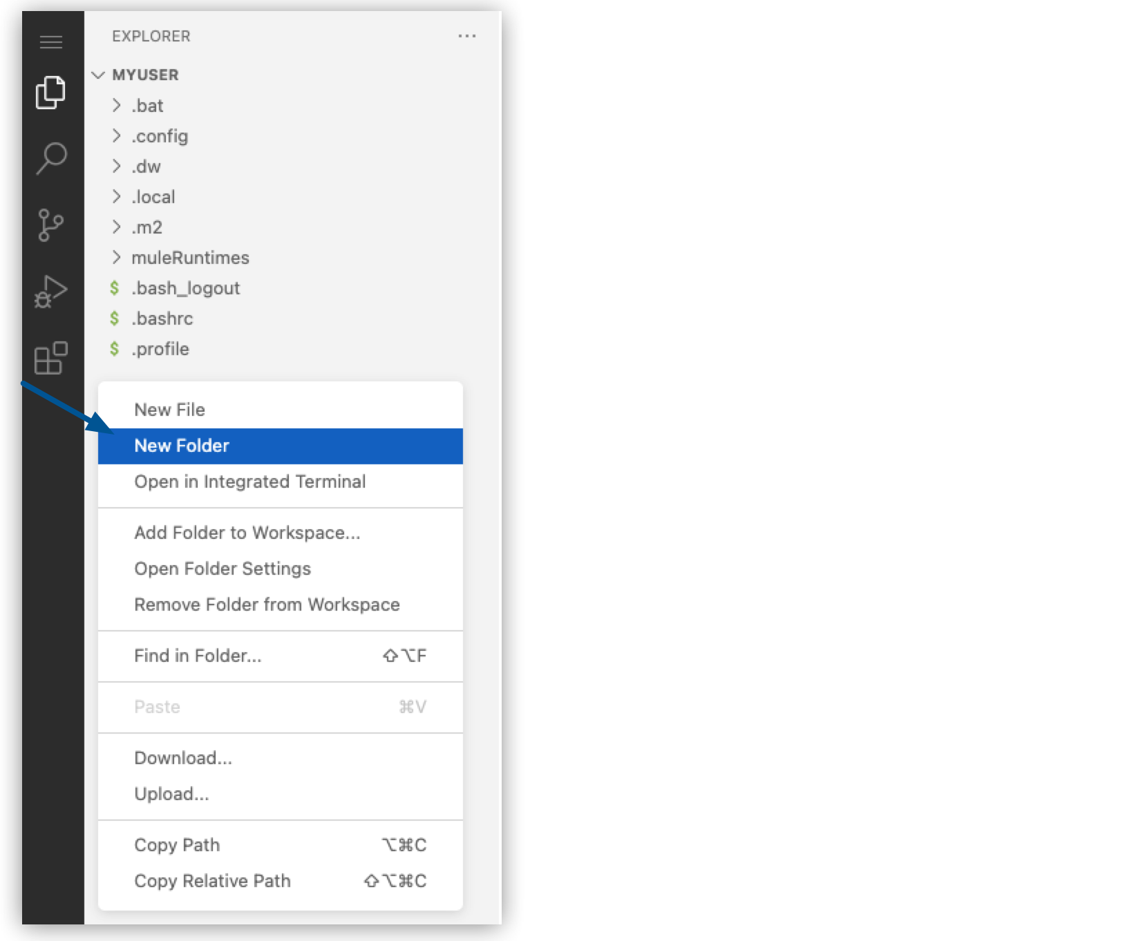 [Explorer] からの [New Folder (新規フォルダー) の選択]