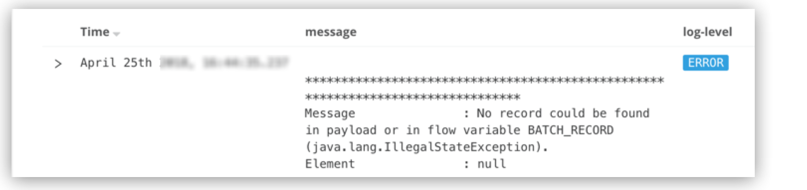 ログの検索条件列