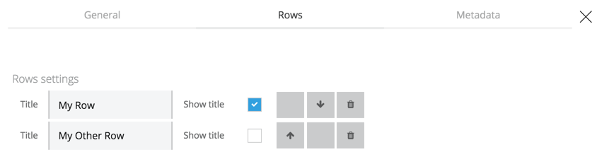 Dashboard row configurations