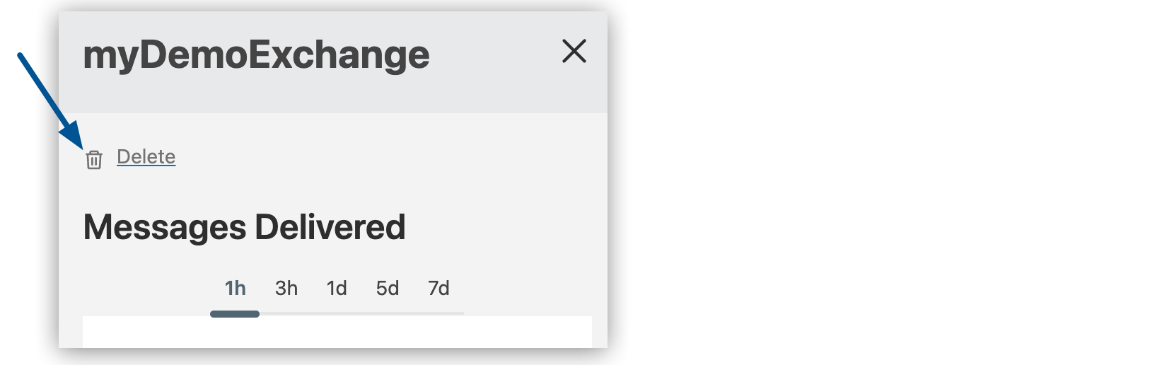 Delete icon in the details pane for deleting an exchange
