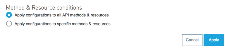 A form with options to apply configurations to API methods and resources