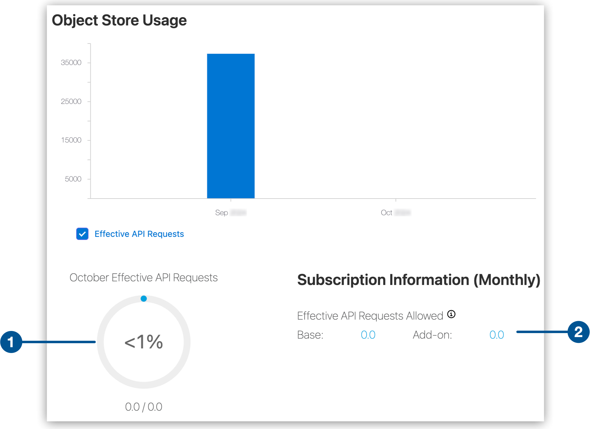 Object Store Usage page for effective API requests