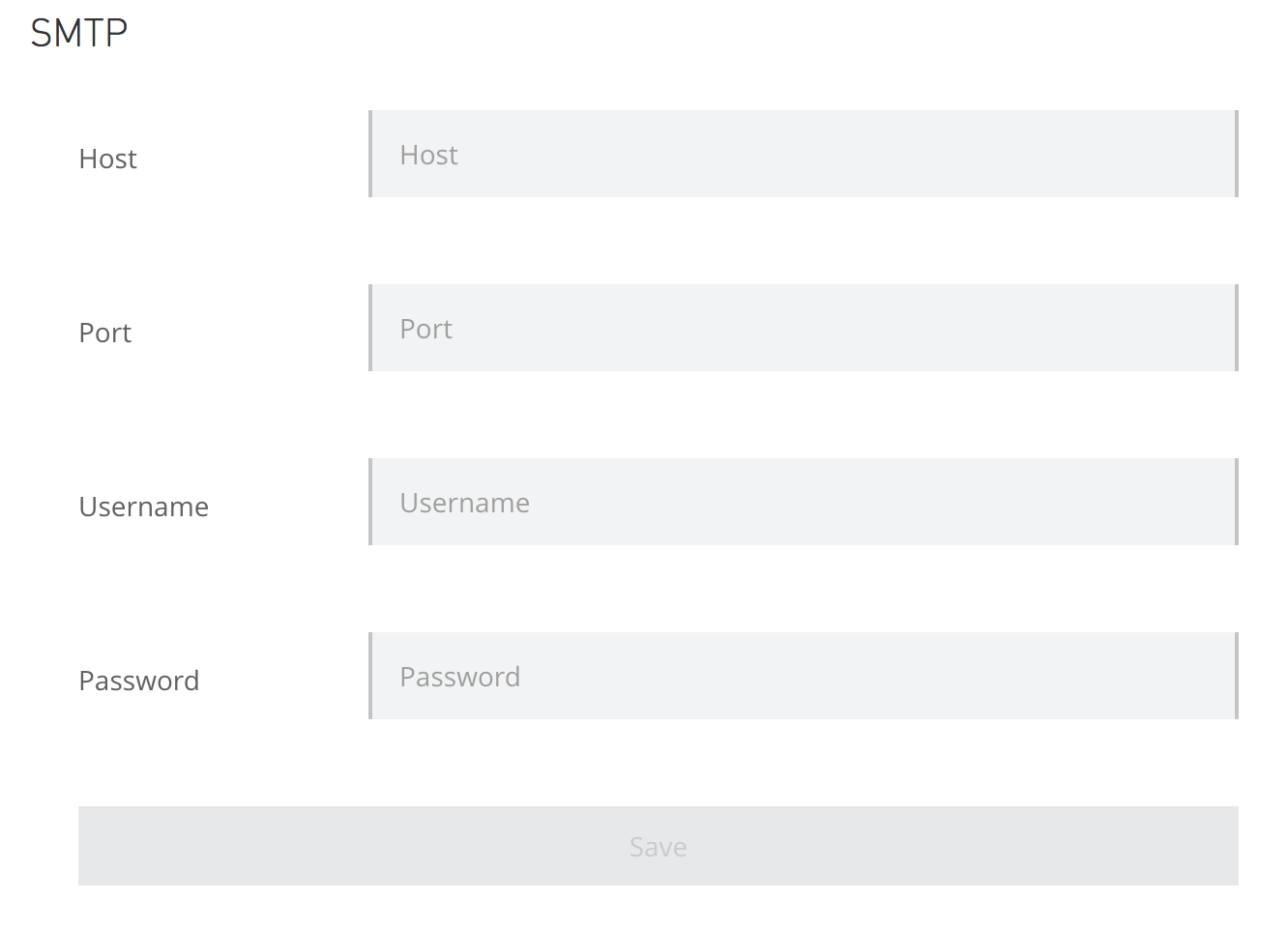 SMTP configuration window under the Access Management UI