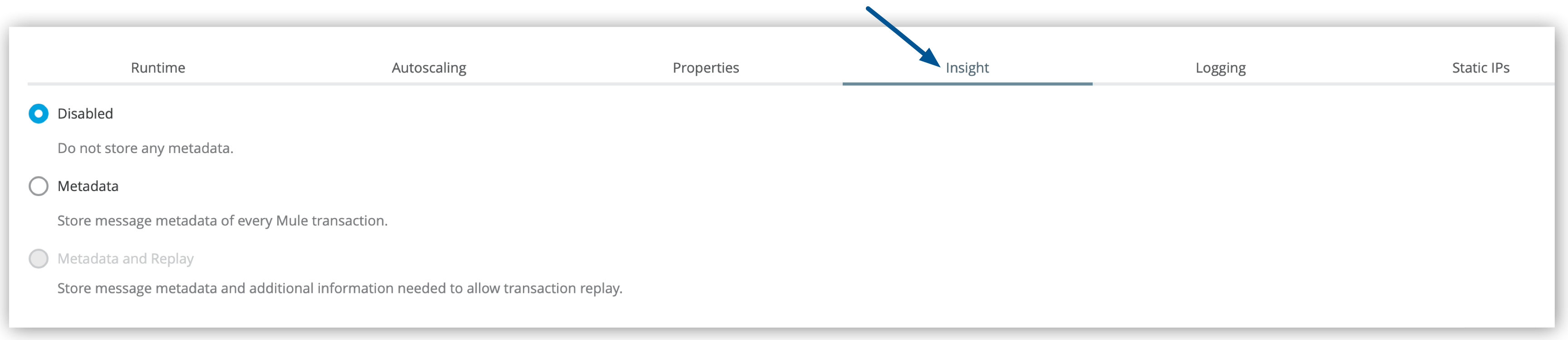 Insight tab in the Settings page