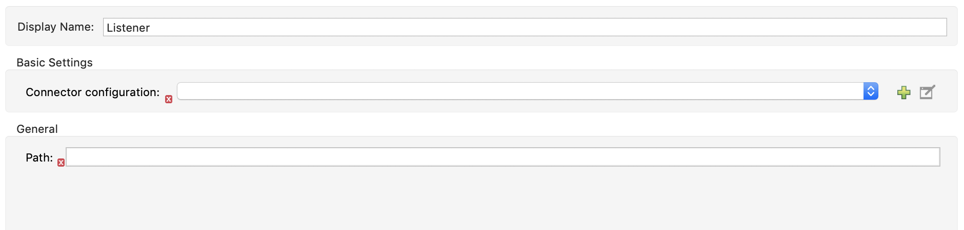 HTTP Listener component properties window