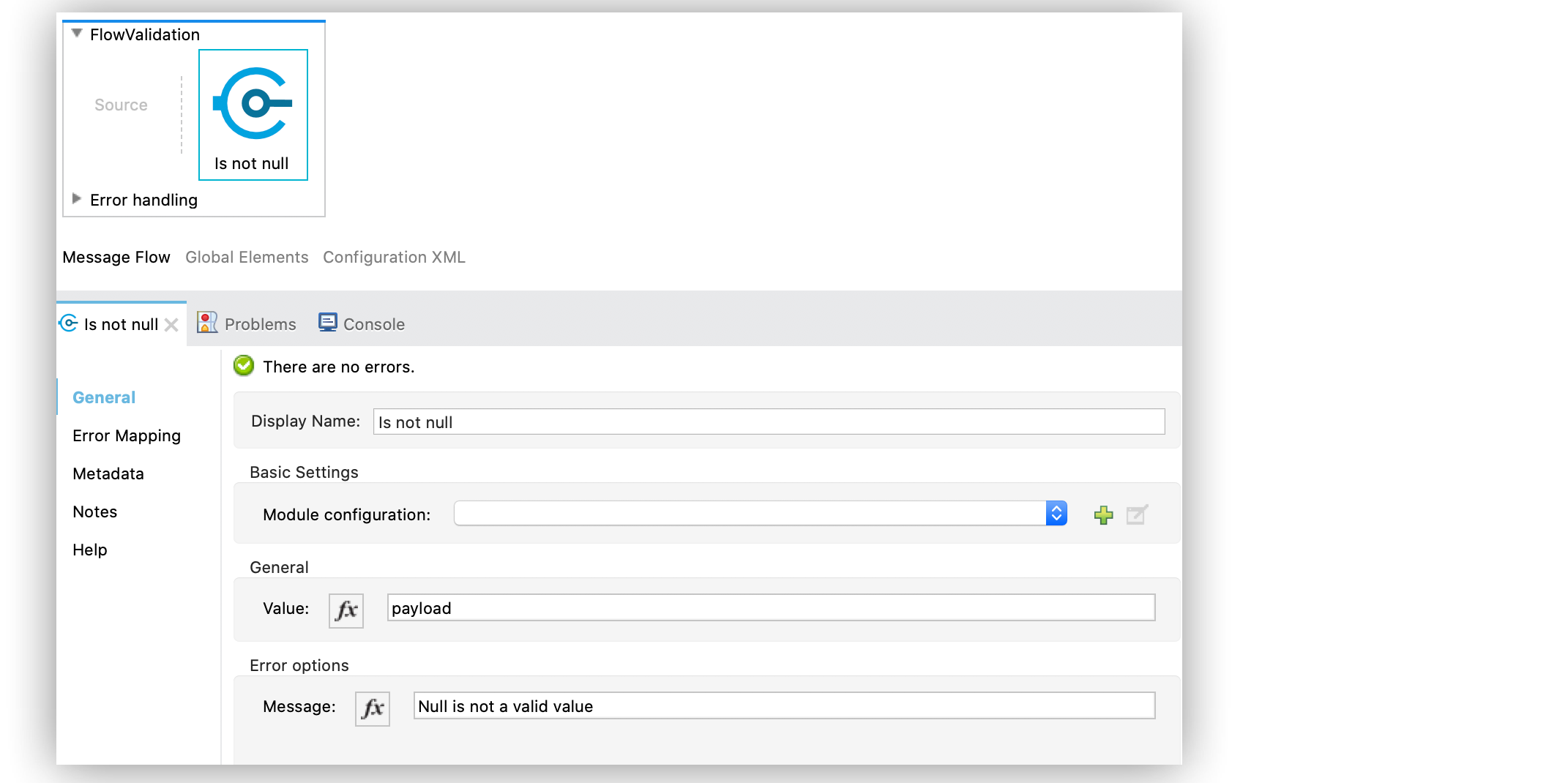 Is not null Configuration